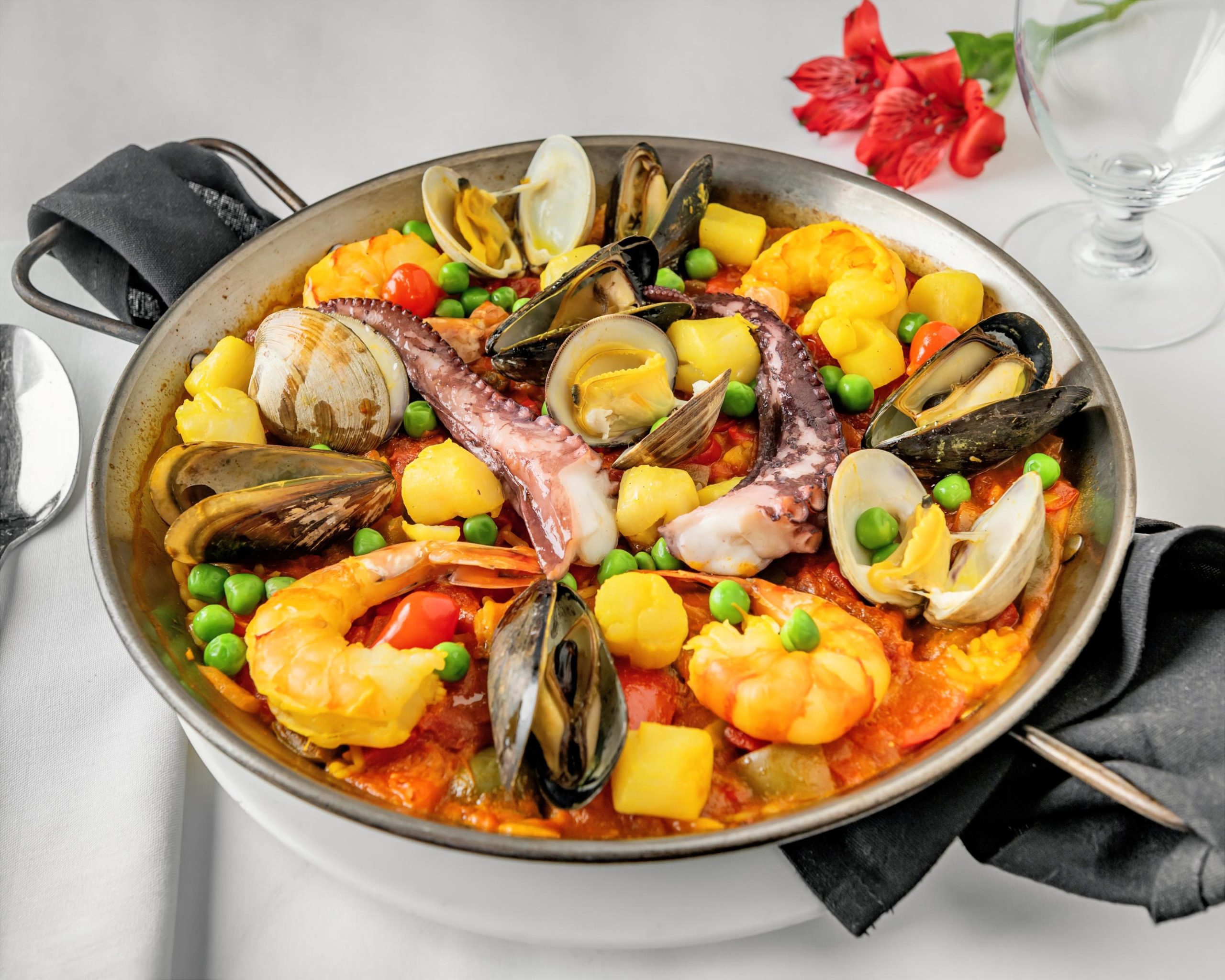 The seafood paella at Tapas Valencia