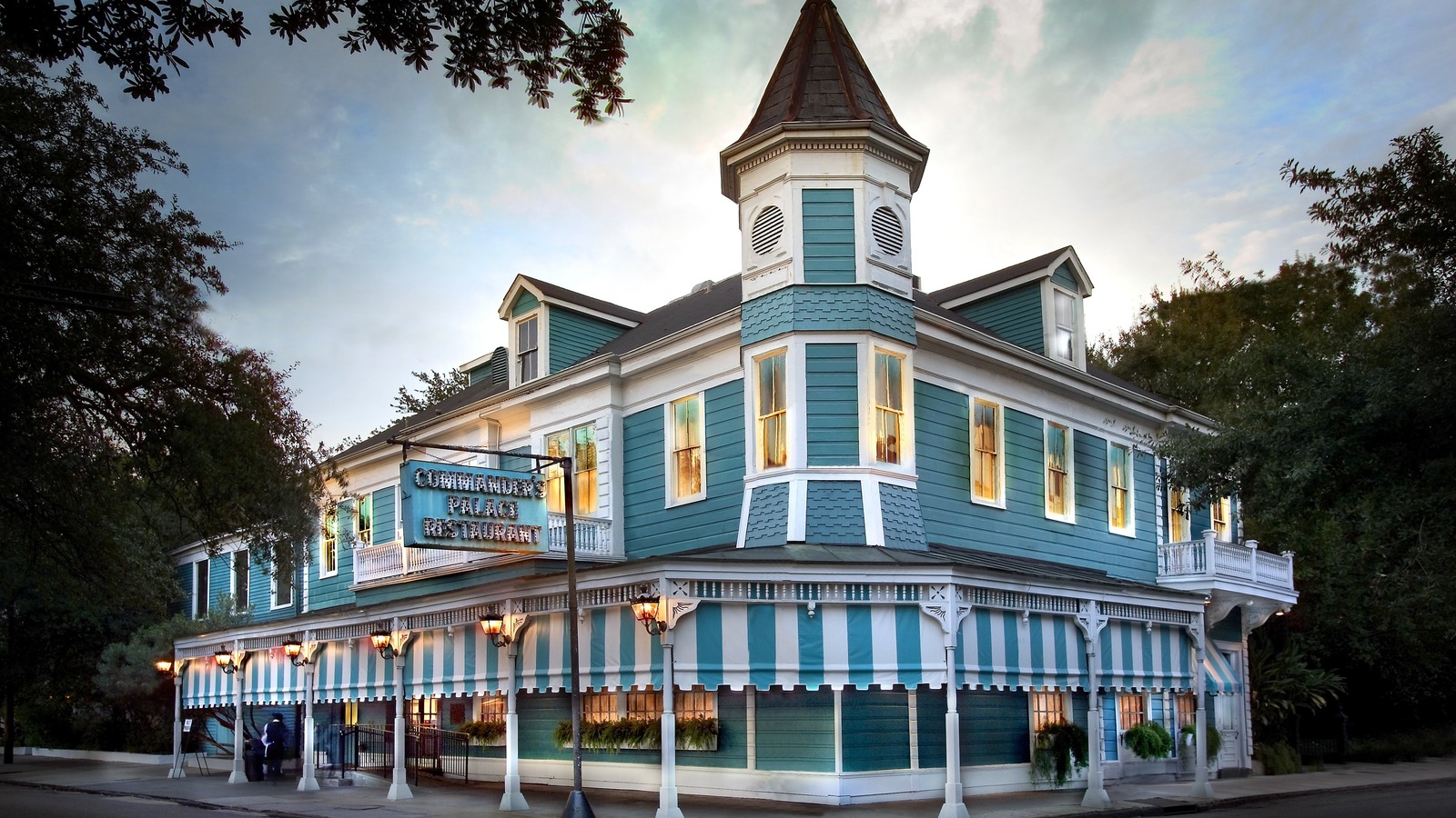 The Commander's Palace facade at dusk, Garden District