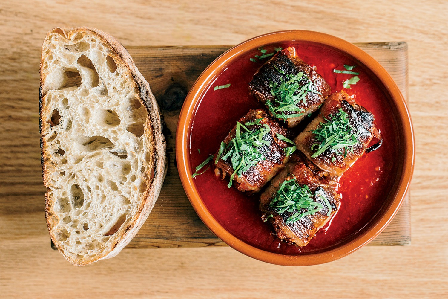 Chorizo-stuffed dates at Avec, Chicago