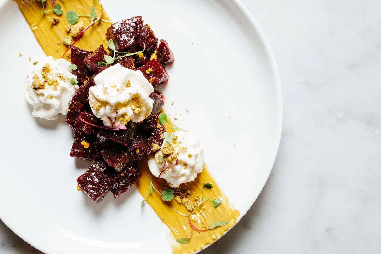 Roasted beets with whipped goat cheese at The Purple Pig, Chicago