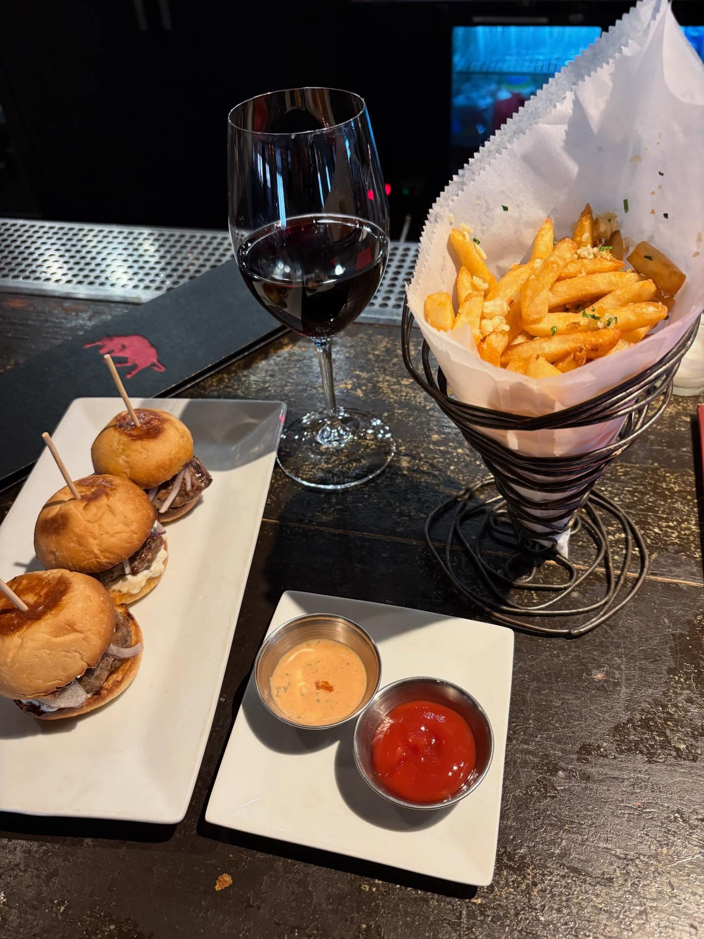Duck fat fries and lamb sliders at Pamplona Tapas Bar