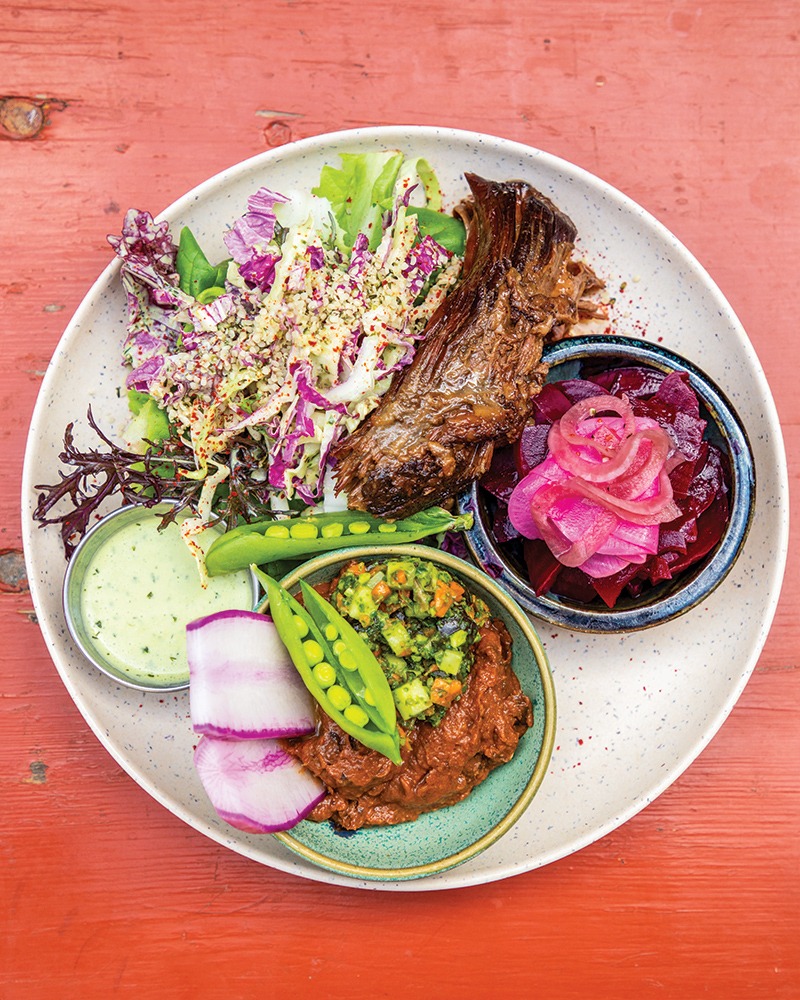 A plated breakfast spread at Scratch Farm Kitchen