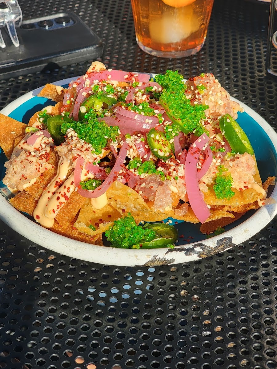 Spicy tuna nachos at Spoonbill Watering Hole