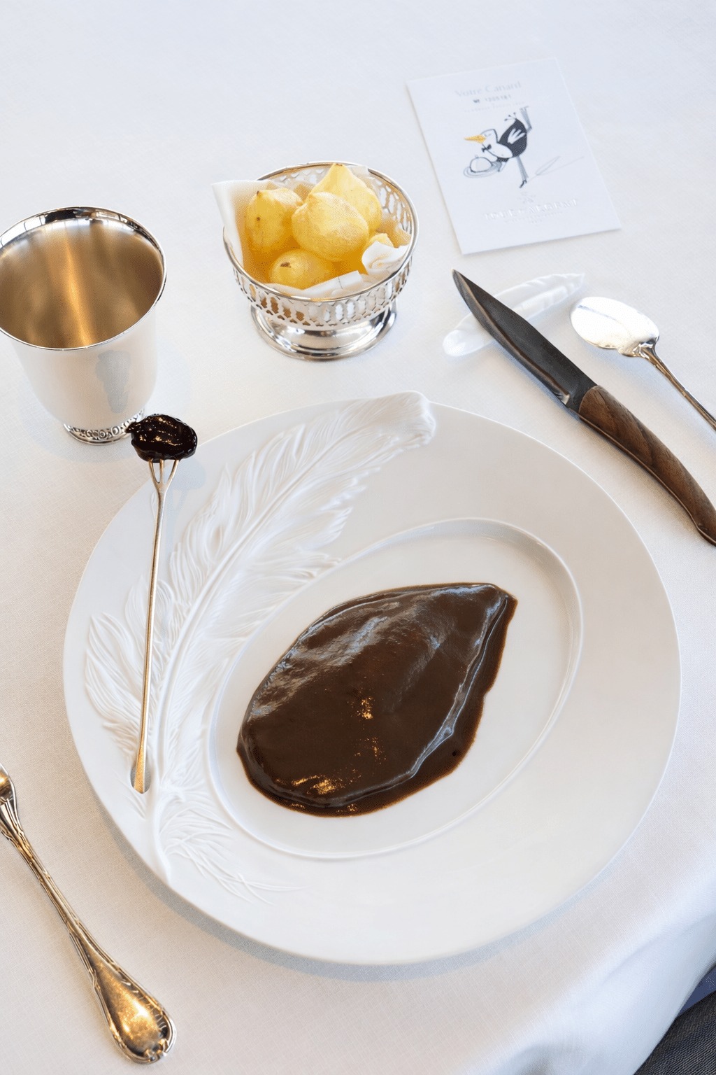 Signature dish at La Tour d'Argent, Paris