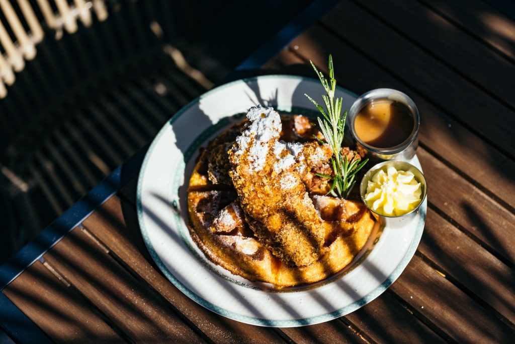 Chicken and waffles at Copper Vine