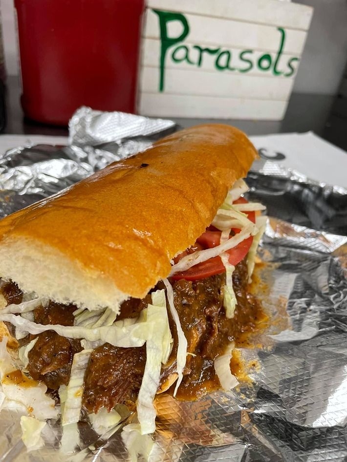 Roast-beef po'boy at Parasol's
